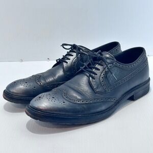 John Varvatos Luxe Wingtip Brogue Oxford Dress Shoes‎ Men Size 10 Black Leather